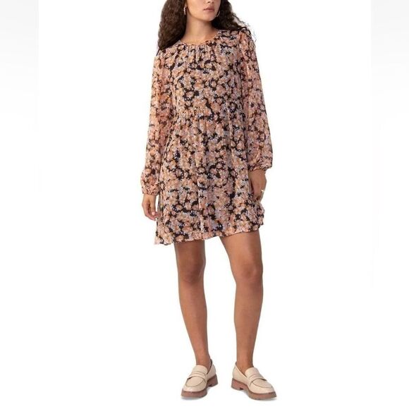 Sanctuary Floral Long Sleeve Babydoll Dress Women's Small Bronze Multi Color M - Picture 3 of 10